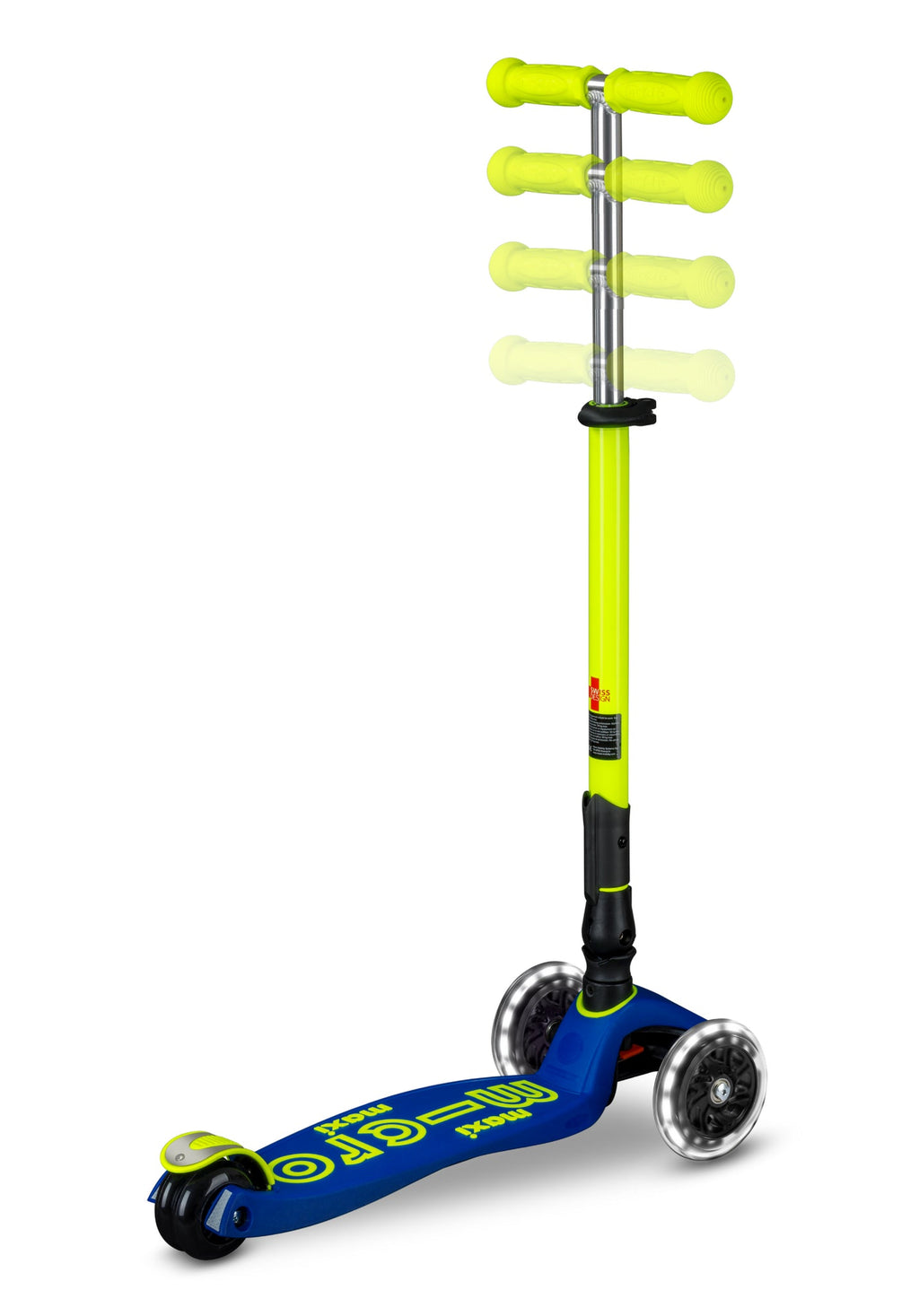 Inklapbare step Maxi Micro Foldable LED blauw geel Neon - 5 tot 12 jaar - Steppen Micro Mobility - In den Olifant