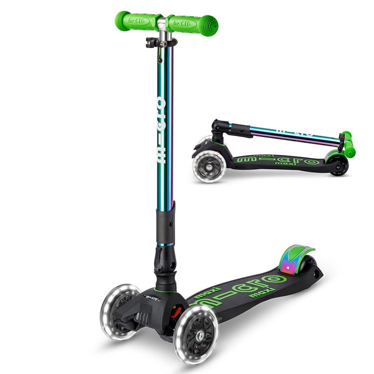 Inklapbare Step Maxi Micro LED Neochrome groen - 5 tot 12 jaar - Steppen Micro Mobility - In den Olifant