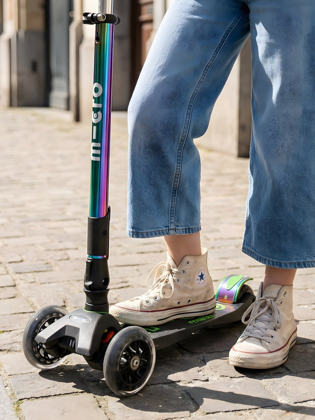 Inklapbare Step Maxi Micro LED Neochrome groen - 5 tot 12 jaar - Steppen Micro Mobility - In den Olifant