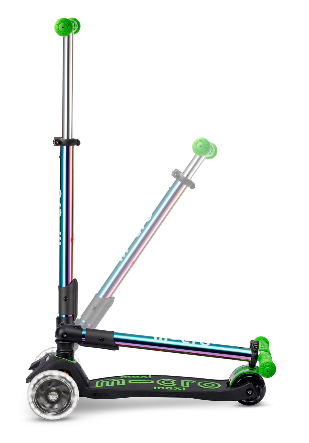 Inklapbare Step Maxi Micro LED Neochrome groen - 5 tot 12 jaar - Steppen Micro Mobility - In den Olifant