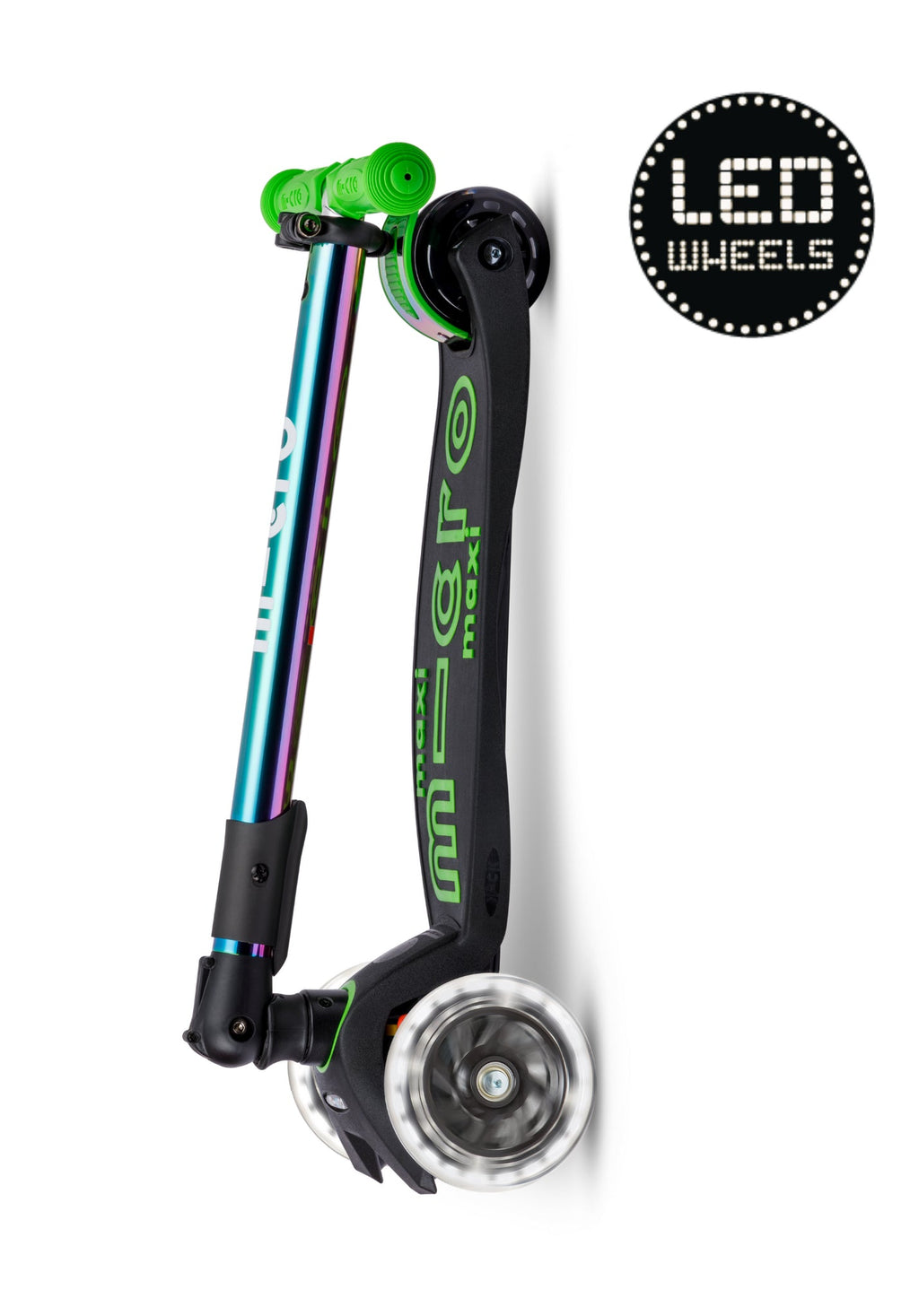 Inklapbare Step Maxi Micro LED Neochrome groen - 5 tot 12 jaar - Steppen Micro Mobility - In den Olifant