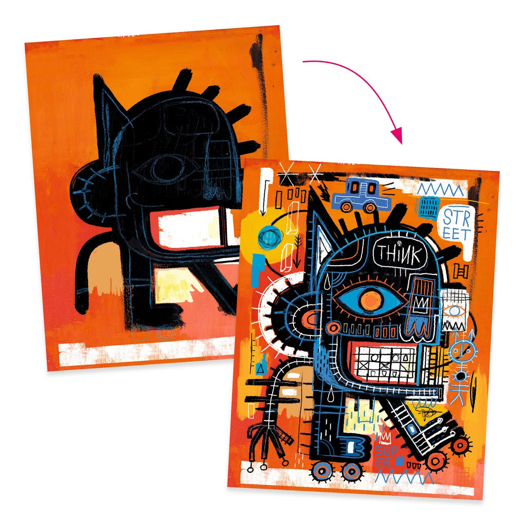 Inspired by tekenset Basquiat Brooklyn - Kleuren en tekenen Djeco - In den Olifant