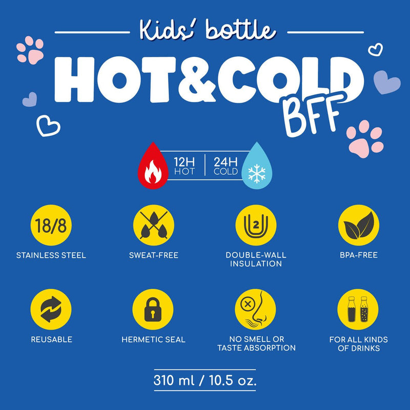 Isothermische drinkfles Hot&Cold Bff - Kids’ Vacuum Bottle Kitty - 310 ml - Drinkflessen Legami - In den Olifant