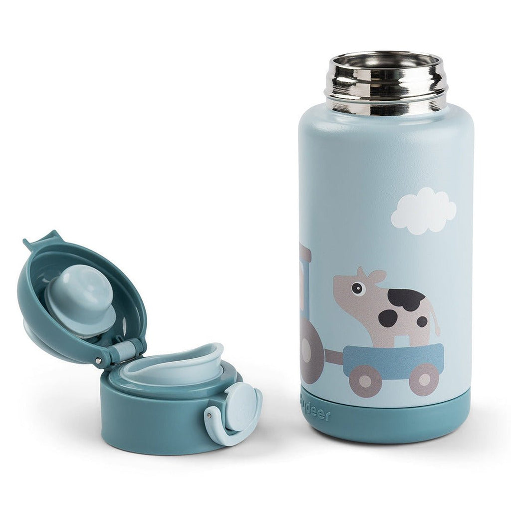Isothermische drinkfles Tiny farm Blue - 340 ml - Drinkflessen Done by Deer - In den Olifant