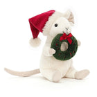 Knuffel Merry Mouse Met Kerstkrans | 18 Cm