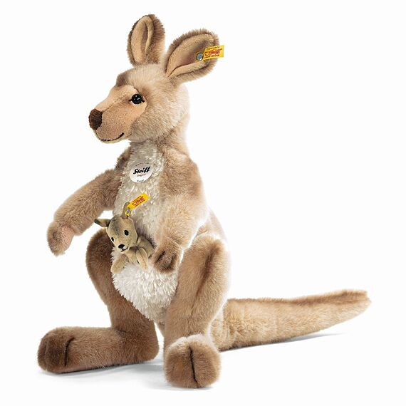Kango Kangaroo With Baby, Beige - 40 cm - Wilde dieren Steiff - In den Olifant