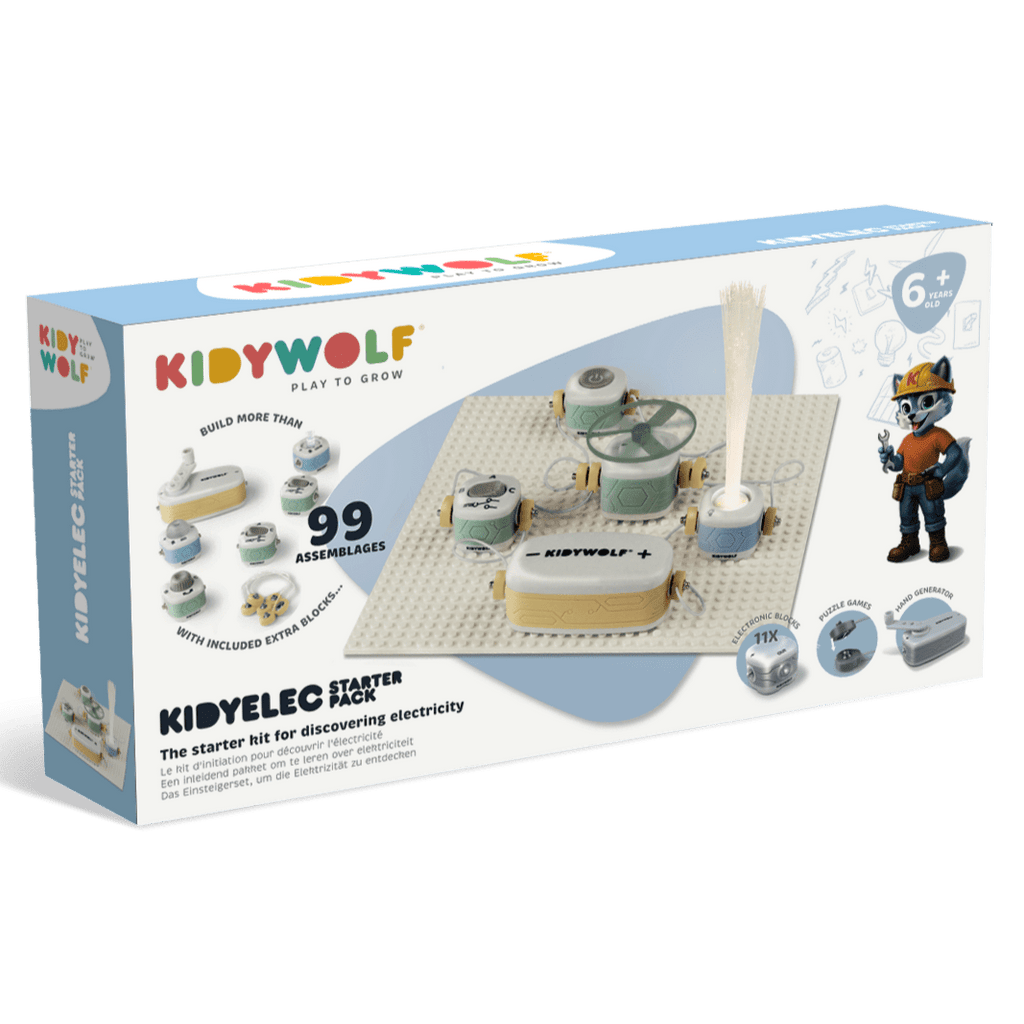 Kidyelec Starter Mijn eerste elektriciteitsset - 10 onderdelen - STEM speelgoed Kidywolf - In den Olifant