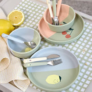 Kinderbestek met siliconen handvat Happy Fruits Cherry - set van 3 - Aan tafel Lässig - In den Olifant