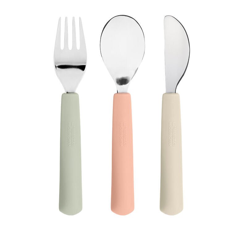 Kinderbestek met siliconen handvat Happy Fruits Cherry - set van 3 - Aan tafel Lässig - In den Olifant