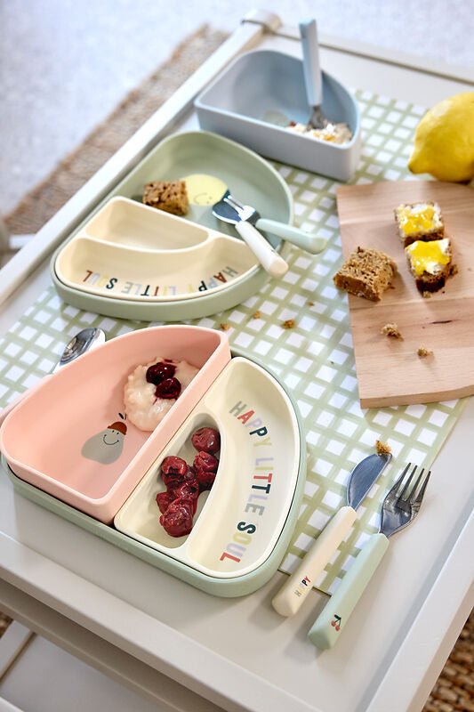 Kinderbestek met siliconen handvat Happy Fruits Cherry - set van 3 - Aan tafel Lässig - In den Olifant