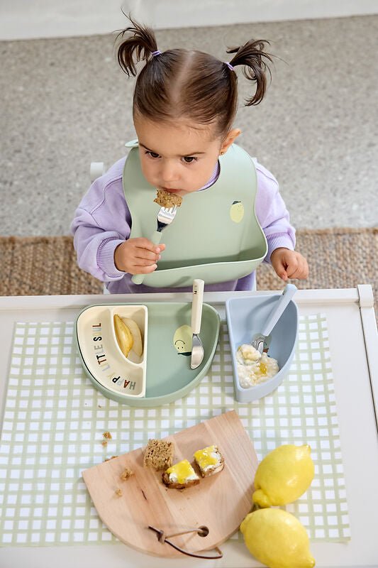 Kinderbestek met siliconen handvat Happy Fruits Lemon - set van 3 - Aan tafel Lässig - In den Olifant