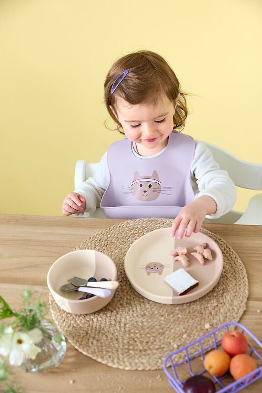 Kinderbestek met siliconen handvat Tiny Team Cat - set van 3 - Aan tafel Lässig - In den Olifant