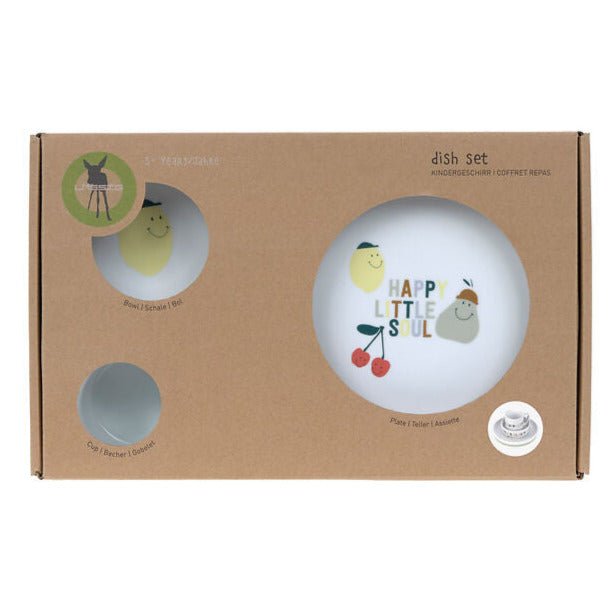 Kinderservies Dish Set Porcelain/Silicone Happy Fruits - set van 3 - Aan tafel Lässig - In den Olifant