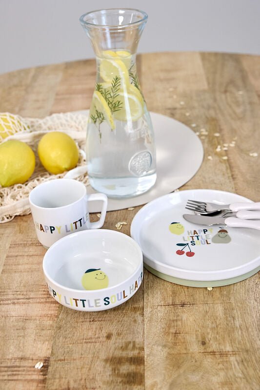 Kinderservies Dish Set Porcelain/Silicone Happy Fruits - set van 3 - Aan tafel Lässig - In den Olifant