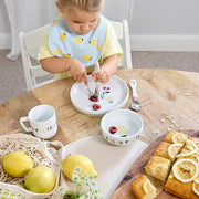 Kinderservies Dish Set Porcelain/Silicone Happy Fruits - set van 3 - Aan tafel Lässig - In den Olifant