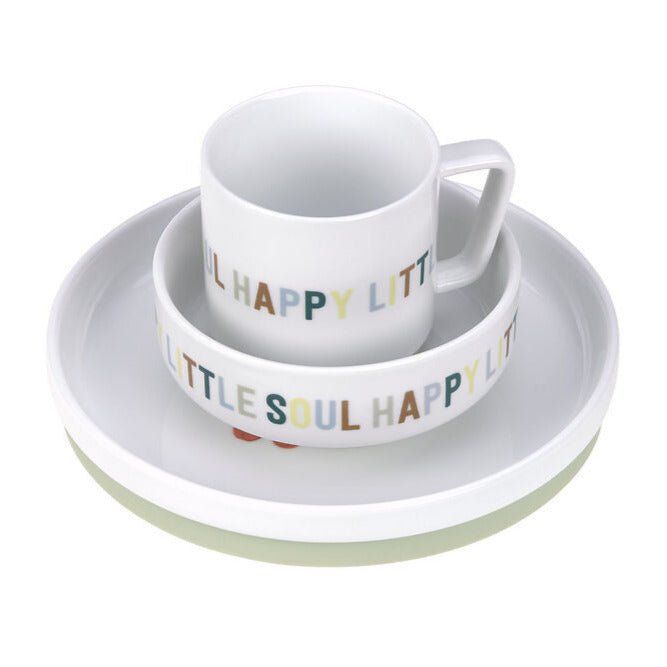 Kinderservies Dish Set Porcelain/Silicone Happy Fruits - set van 3 - Aan tafel Lässig - In den Olifant
