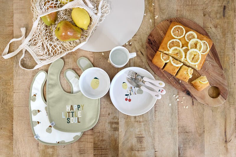 Kinderservies Dish Set Porcelain/Silicone Happy Fruits - set van 3 - Aan tafel Lässig - In den Olifant