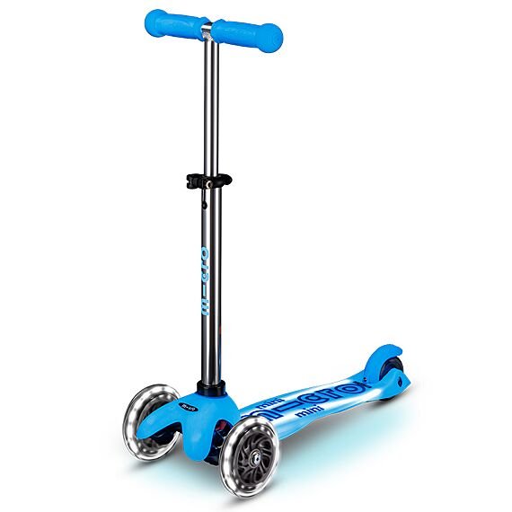 Kinderstep met 3 wielen Mini Micro scooter Deluxe Glow LED Plus Arctic Blue 2-9 jaar Micro Mobility - In den Olifant