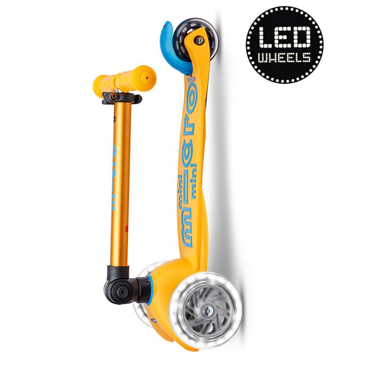 Kinderstep met 3 wielen Mini Micro step Deluxe inklapbaar LED abrikoos - Limited Edition - Steppen Micro Mobility - In den Olifant