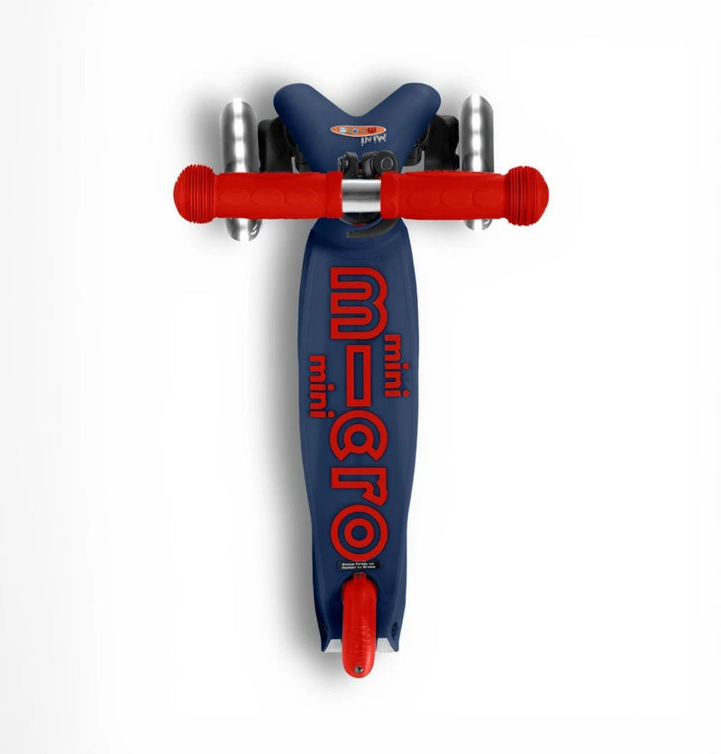 Kinderstep met 3 wielen Mini Micro step Deluxe LED marineblauw/rood - 2 tot 5 jaar - Steppen Micro Mobility - In den Olifant