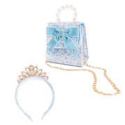 Kindertasje met kroontje The Mademoiselle Mini Purse with Headband Blue - set van 2 - Tassen en portemonnees Great Pretenders - In den Olifant