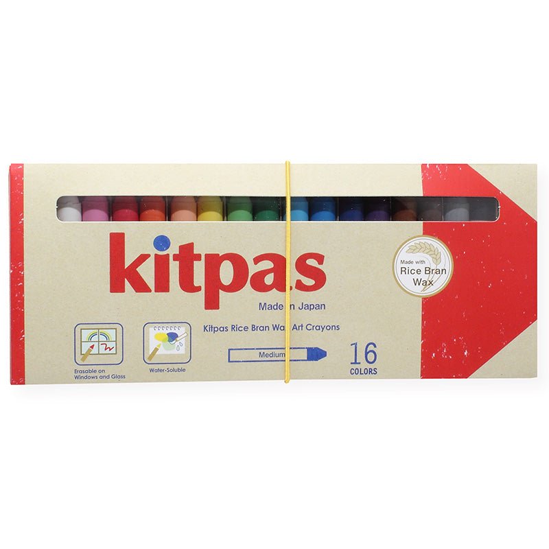 Kitpas Medium Rijstwax Krijtjes voor raam en papier - set van 16 - Kleuren en tekenen Kitpas - In den Olifant
