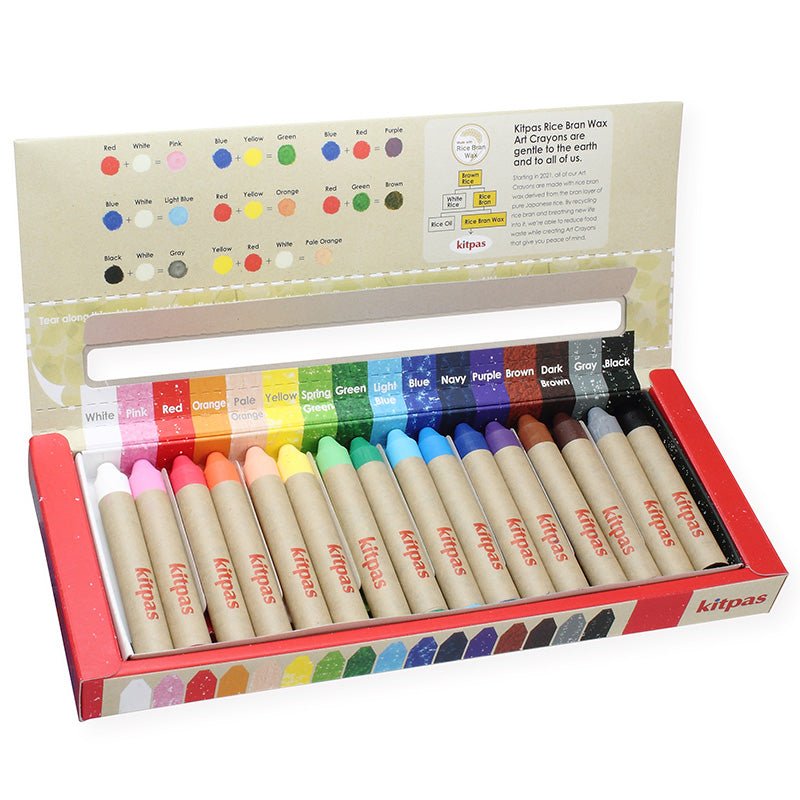 Kitpas Medium Rijstwax Krijtjes voor raam en papier - set van 16 - Kleuren en tekenen Kitpas - In den Olifant