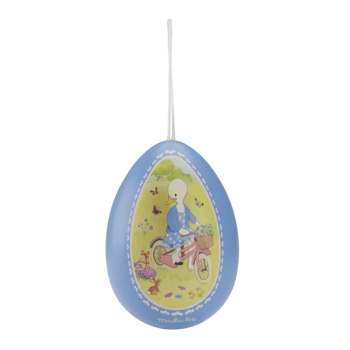 Klein blauw metalen ei La Grande Famille - 13 cm - Opbergers Moulin Roty - In den Olifant