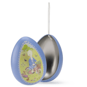 Klein blauw metalen ei La Grande Famille - 13 cm - Opbergers Moulin Roty - In den Olifant