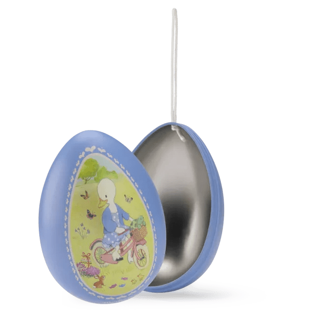 Klein blauw metalen ei La Grande Famille - 13 cm - Opbergers Moulin Roty - In den Olifant