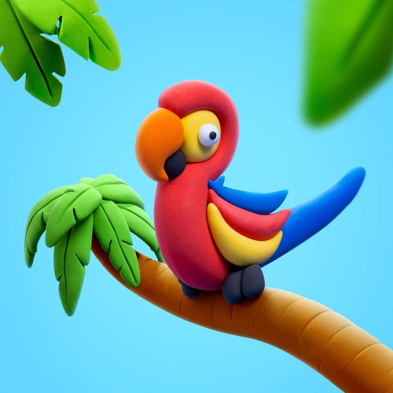 Kleiset Birds Ara Parrot - 3 potjes - Boetseren Hey Clay - In den Olifant