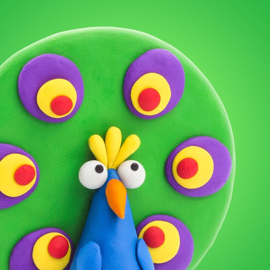 Kleiset Birds Peacock - 3 potjes - Boetseren Hey Clay - In den Olifant