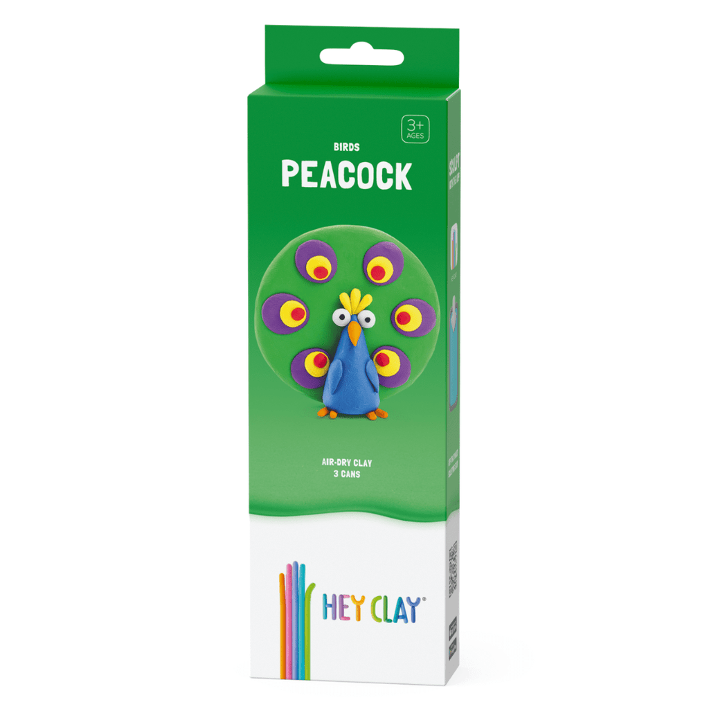 Kleiset Birds Peacock - 3 potjes - Boetseren Hey Clay - In den Olifant