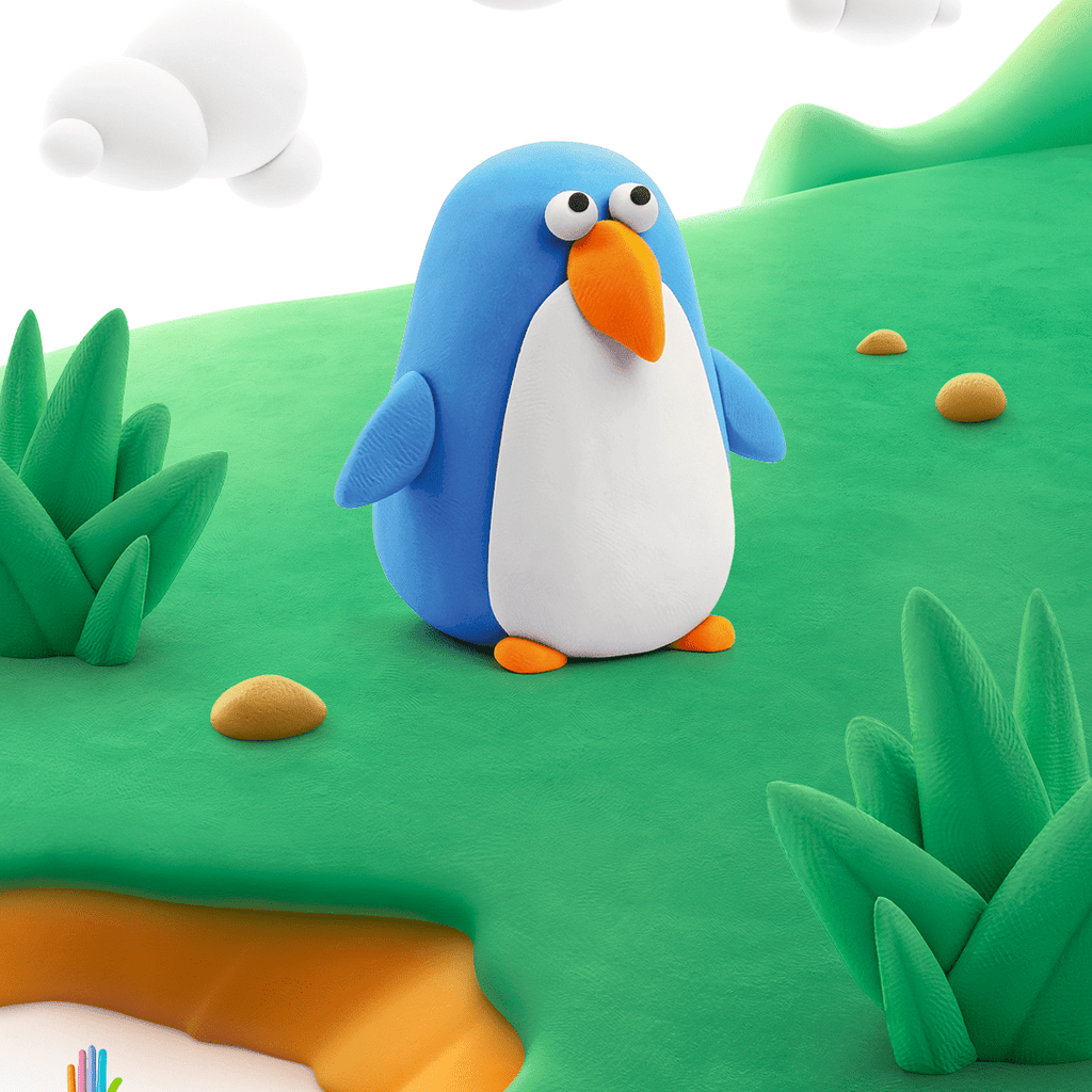 Kleiset Birds Penguin - 3 potjes - Boetseren Hey Clay - In den Olifant