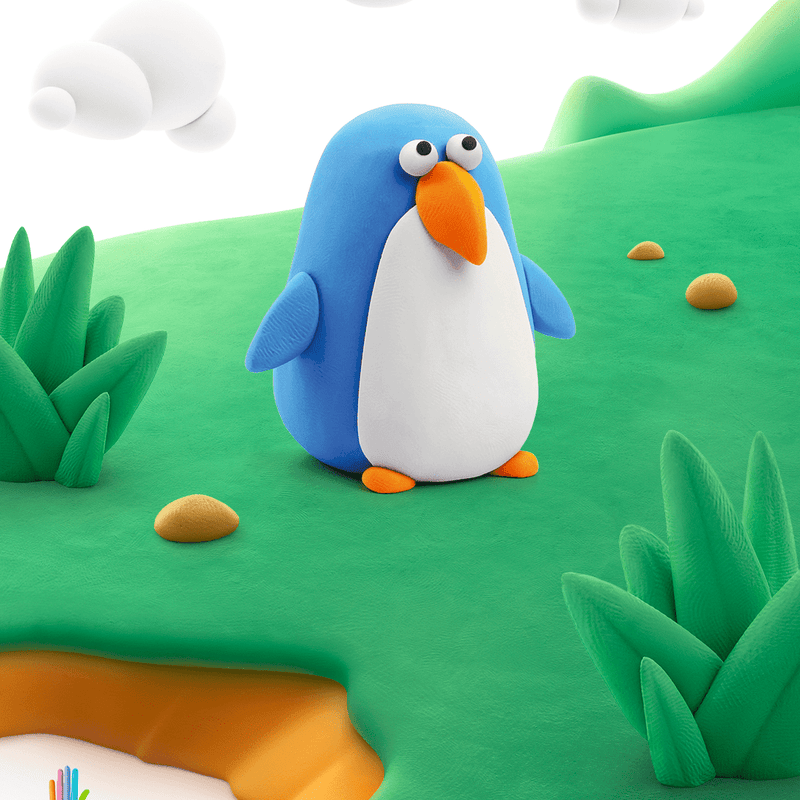 Kleiset Birds Penguin - 3 potjes - Boetseren Hey Clay - In den Olifant