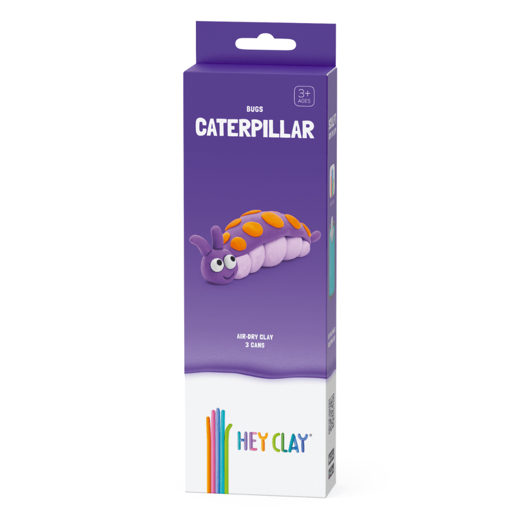 Kleiset Bugs Caterpillar - 3 potjes - Boetseren Hey Clay - In den Olifant