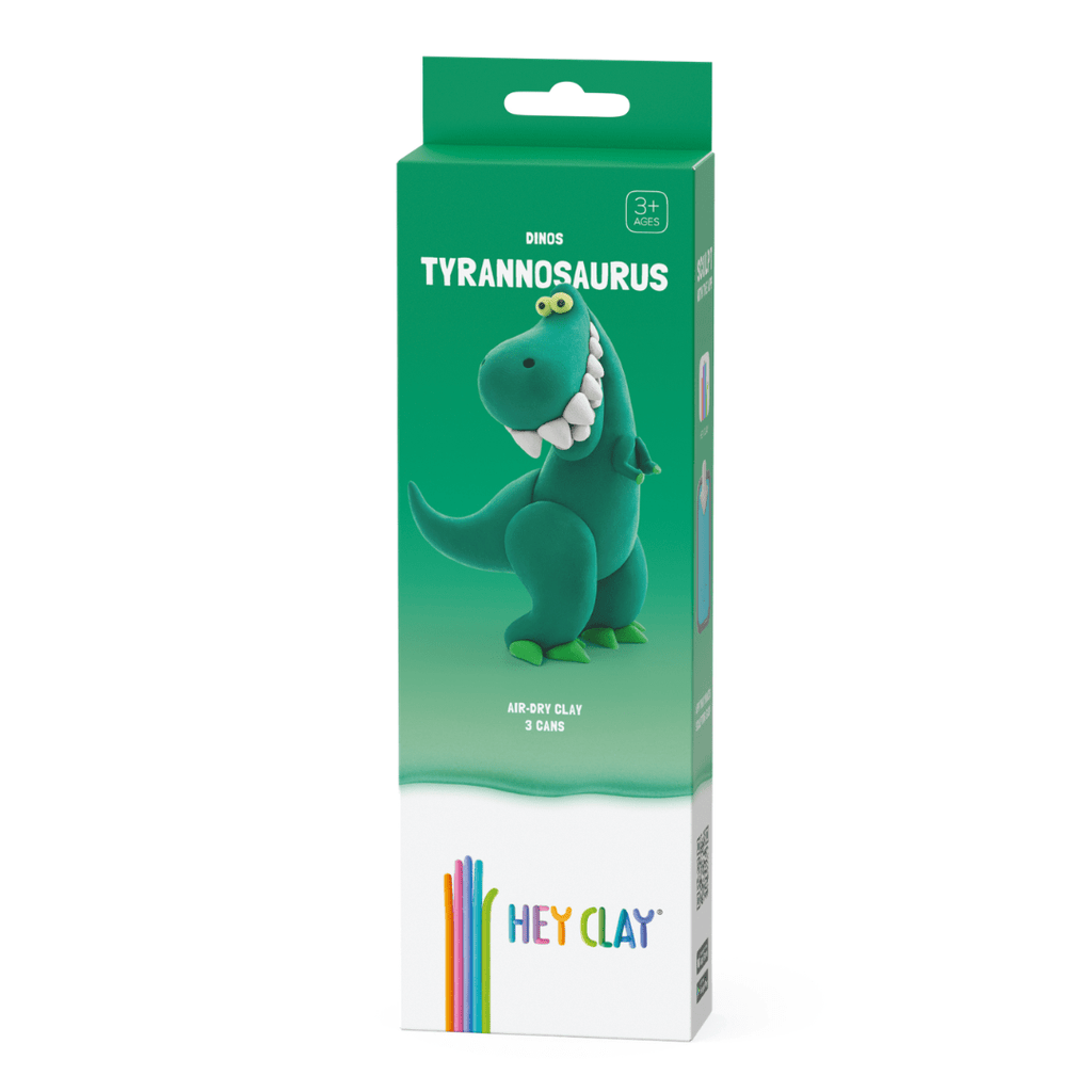 Kleiset Dinos Tyrannosaurus - 3 potjes - Boetseren Hey Clay - In den Olifant