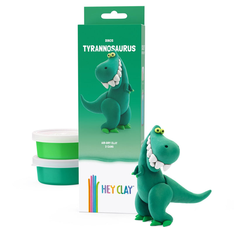 Kleiset Dinos Tyrannosaurus - 3 potjes - Boetseren Hey Clay - In den Olifant