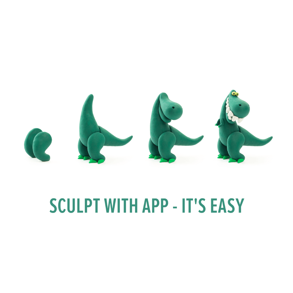 Kleiset Dinos Tyrannosaurus - 3 potjes - Boetseren Hey Clay - In den Olifant