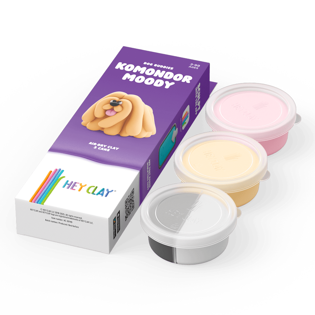 Kleiset Dog Buddies Komondor Moody - 3 potjes - Boetseren Hey Clay - In den Olifant