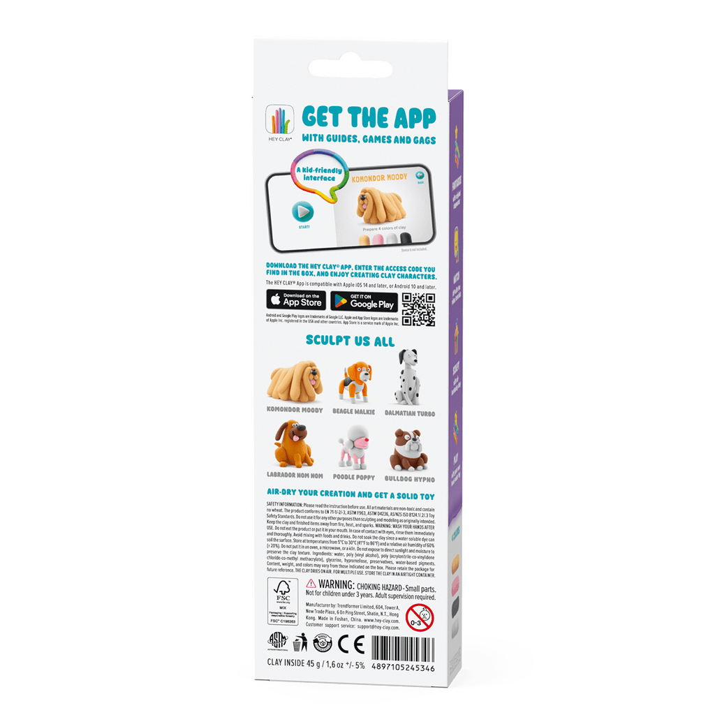 Kleiset Dog Buddies Komondor Moody - 3 potjes - Boetseren Hey Clay - In den Olifant