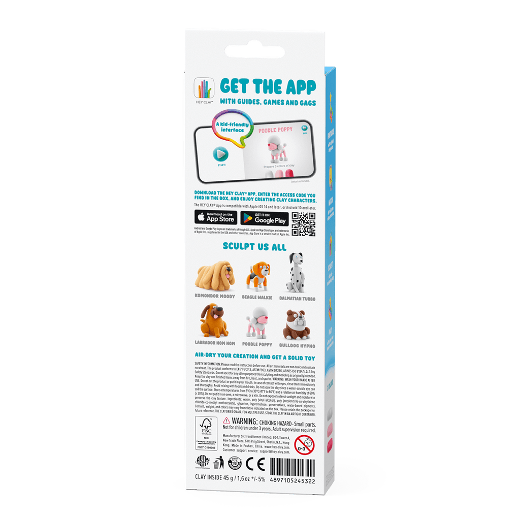 Kleiset Dog Buddies Poodle Poppy - 3 potjes - Boetseren Hey Clay - In den Olifant