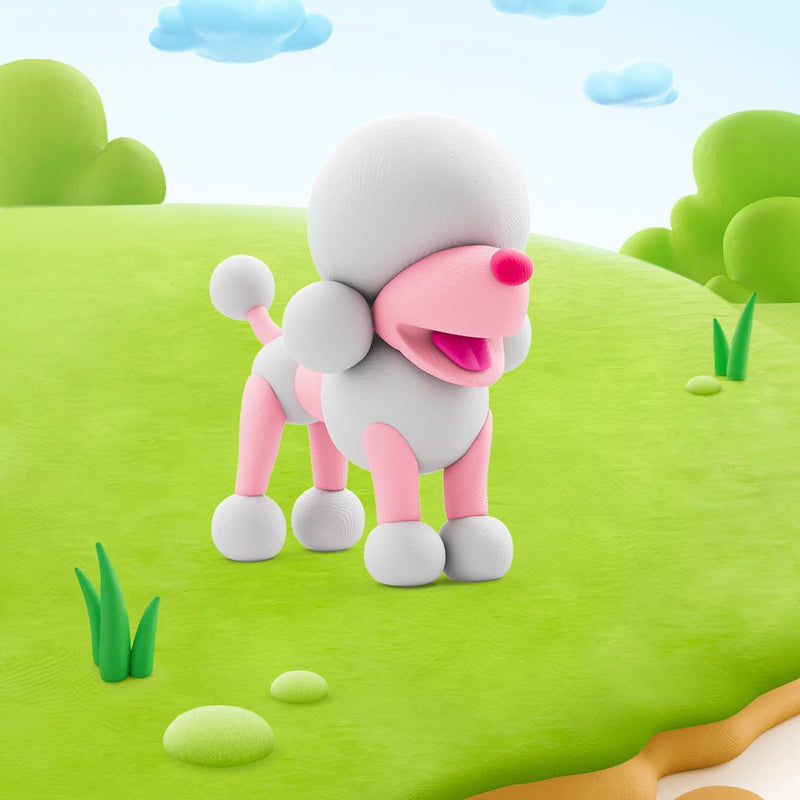 Kleiset Dog Buddies Poodle Poppy - 3 potjes - Boetseren Hey Clay - In den Olifant