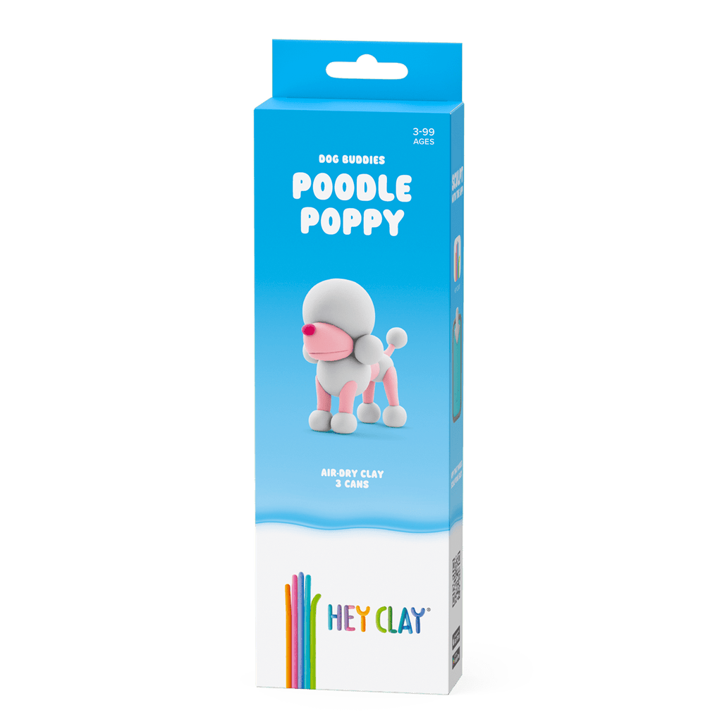 Kleiset Dog Buddies Poodle Poppy - 3 potjes - Boetseren Hey Clay - In den Olifant
