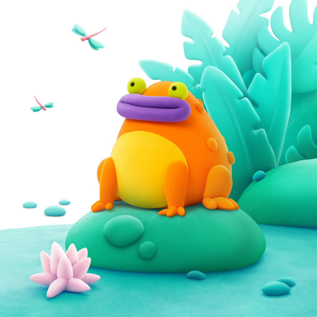 Kleiset Exotic Pets Orange Frog - 3 potjes - Boetseren Hey Clay - In den Olifant