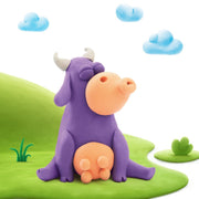 Kleiset Farm Animals Cow - 3 potjes - Boetseren Hey Clay - In den Olifant