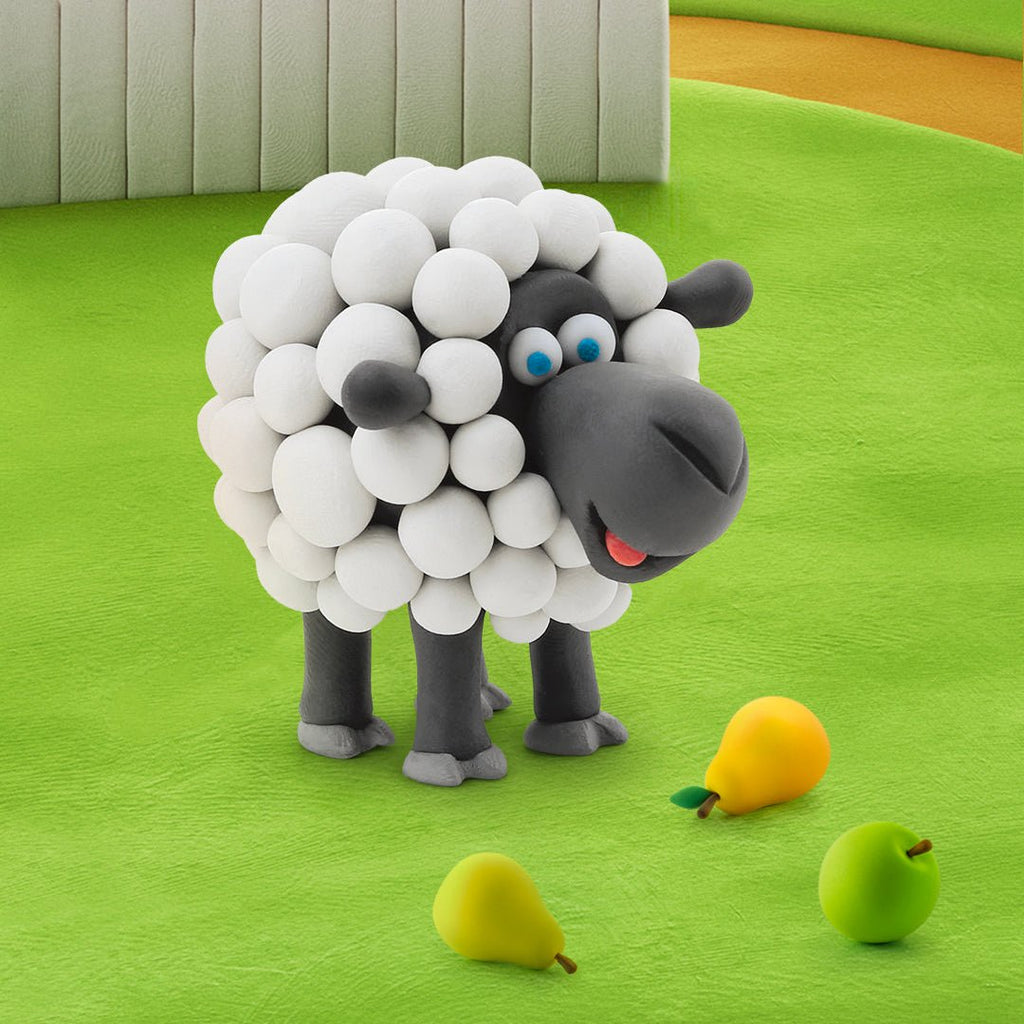 Kleiset Farm Animals Scheep - 3 potjes - Boetseren Hey Clay - In den Olifant