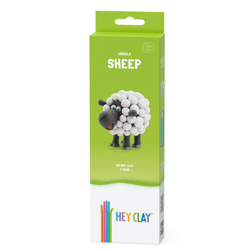 Kleiset Farm Animals Scheep - 3 potjes - Boetseren Hey Clay - In den Olifant