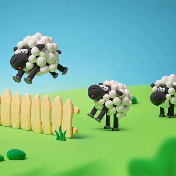 Kleiset Farm Animals Scheep - 3 potjes - Boetseren Hey Clay - In den Olifant