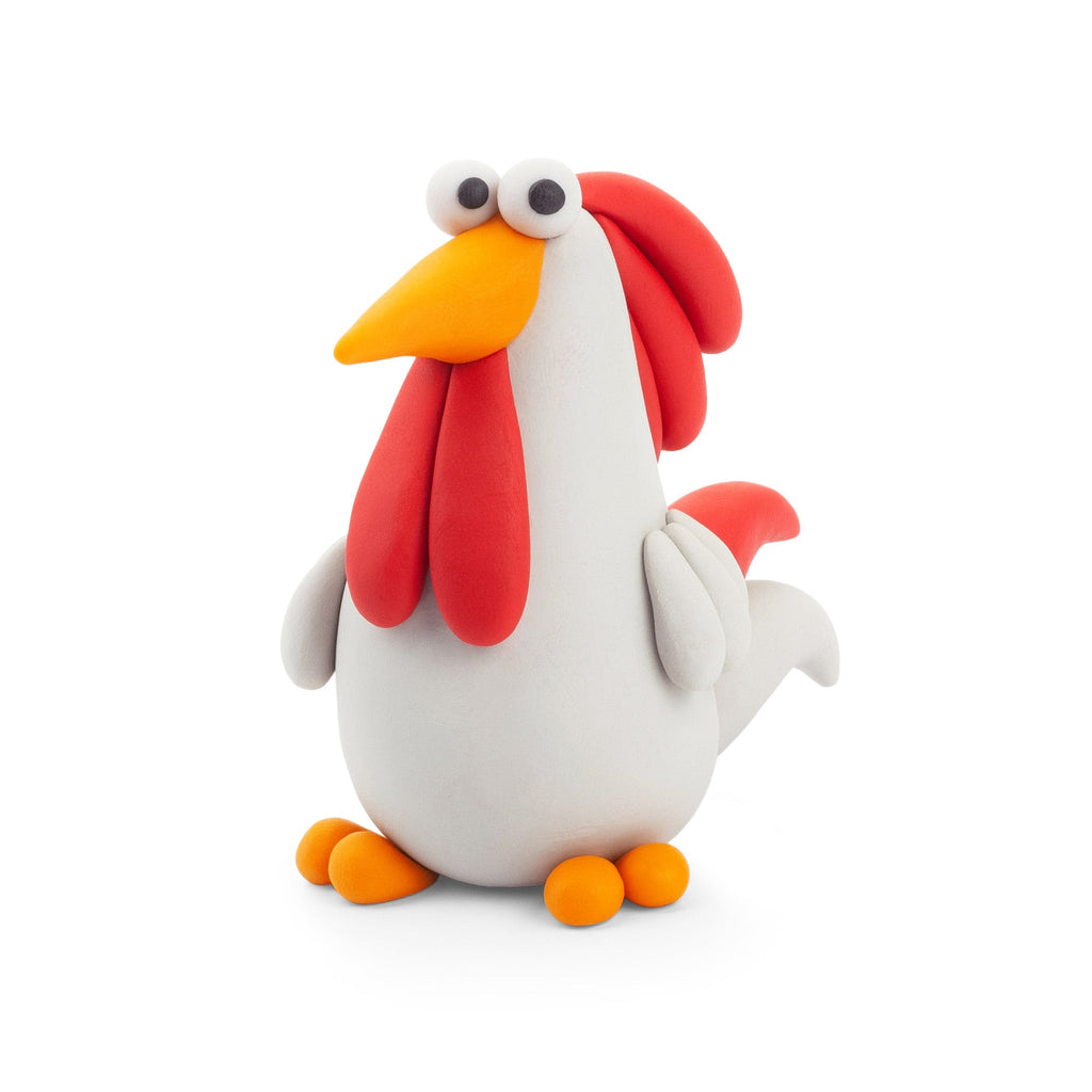 Kleiset Farm Birds Rooster - 3 potjes - Boetseren Hey Clay - In den Olifant